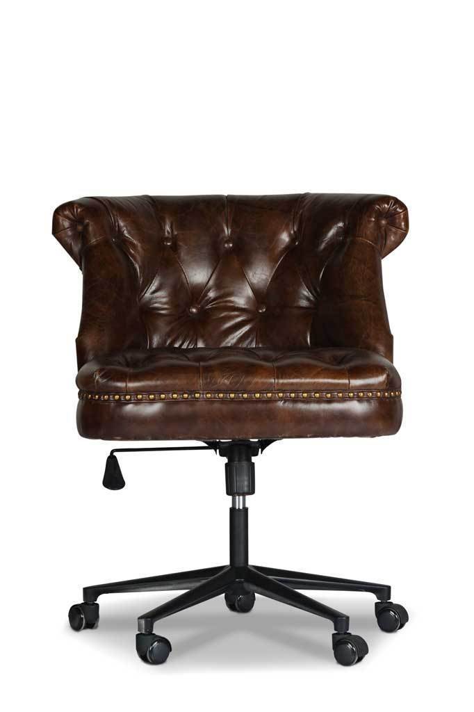 Huxley Tufted Back Vintage Leather Desk Chair Fat Shack Vintage