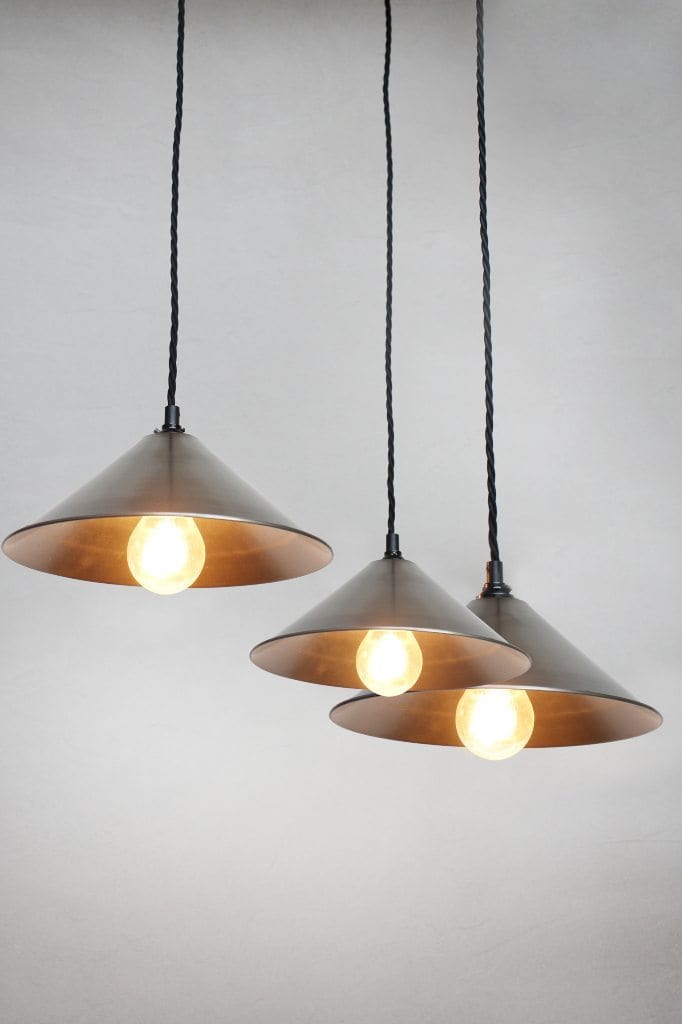 black industrial 3 light pendant