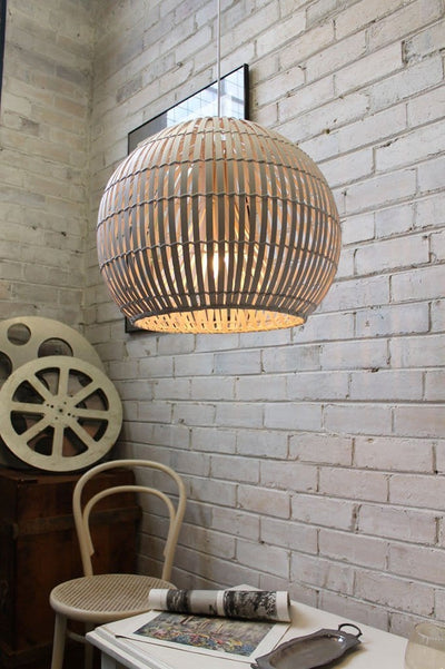 Wicker pendant Light in Cane, White brown shade Australia Delivery