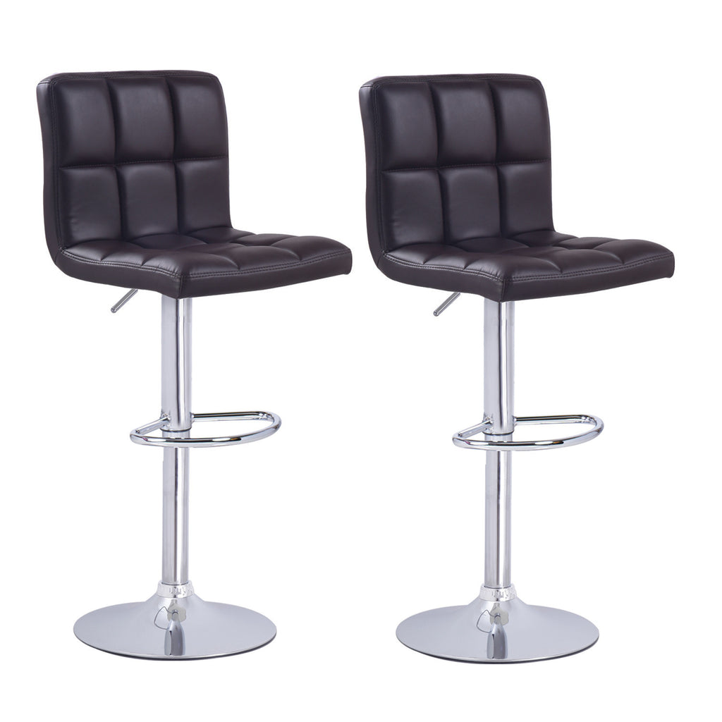 Brown Leatherette Faux Tufted Adjustable Bar Stools (Set of two) | On ...
