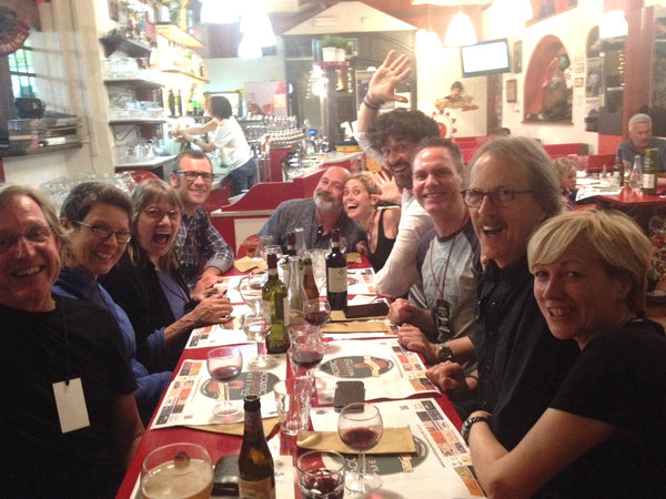 Jim and Crew at Dinner in Sarza Italy
