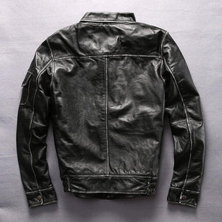 Bron Men's G1 Cowhide Tan/Black Leather Jacket-Mens Leather Jacket-Inland Leather Co.-Brown-XL-Inland Leather Co.