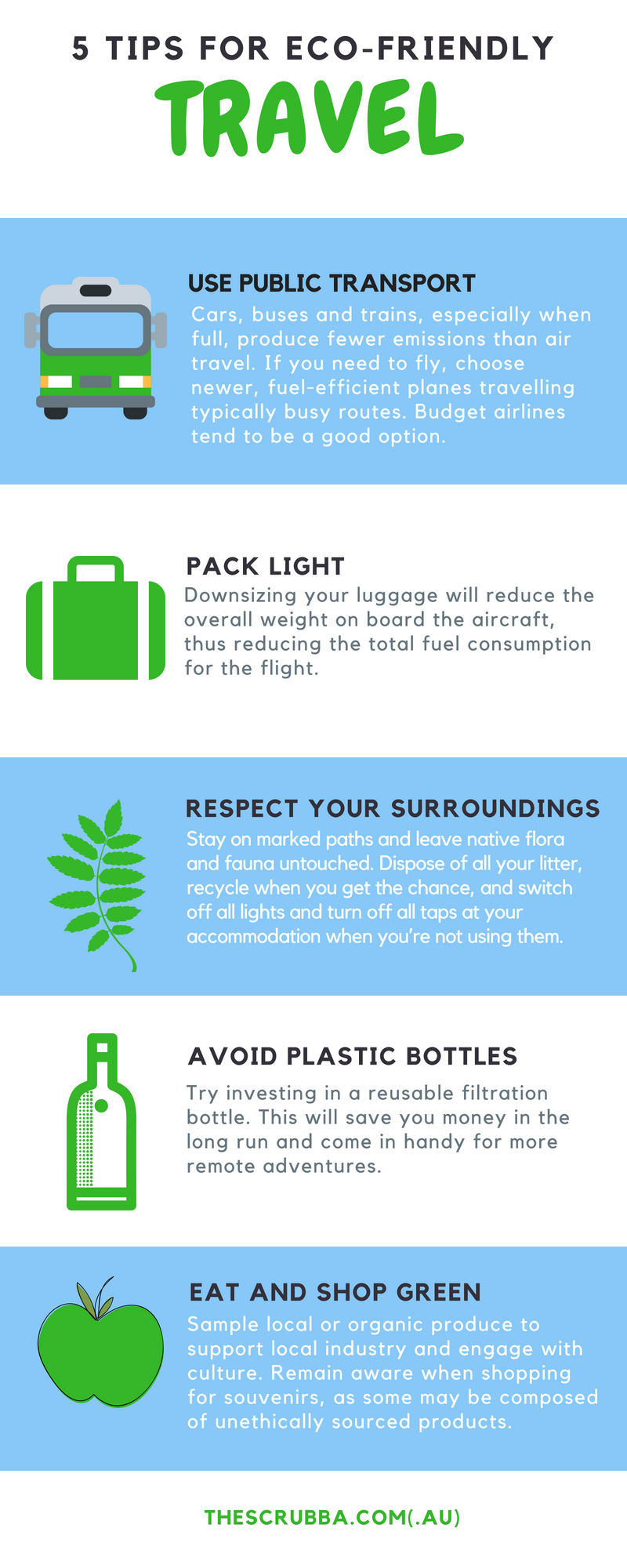 Tips for eco-friendly travel infographic