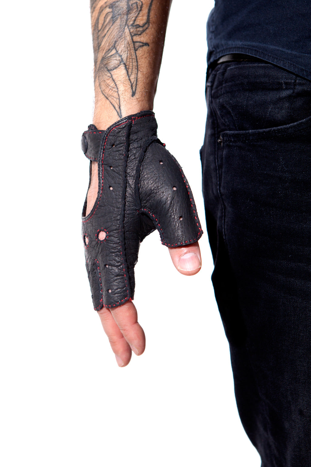 Aa Fingerless Driving Peccary Gloves For Men Ines Gloves