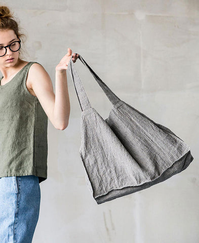 not PERFECTLINEN / TOTE BAG (natural grey stripes) by not PERFECTLINEN ...