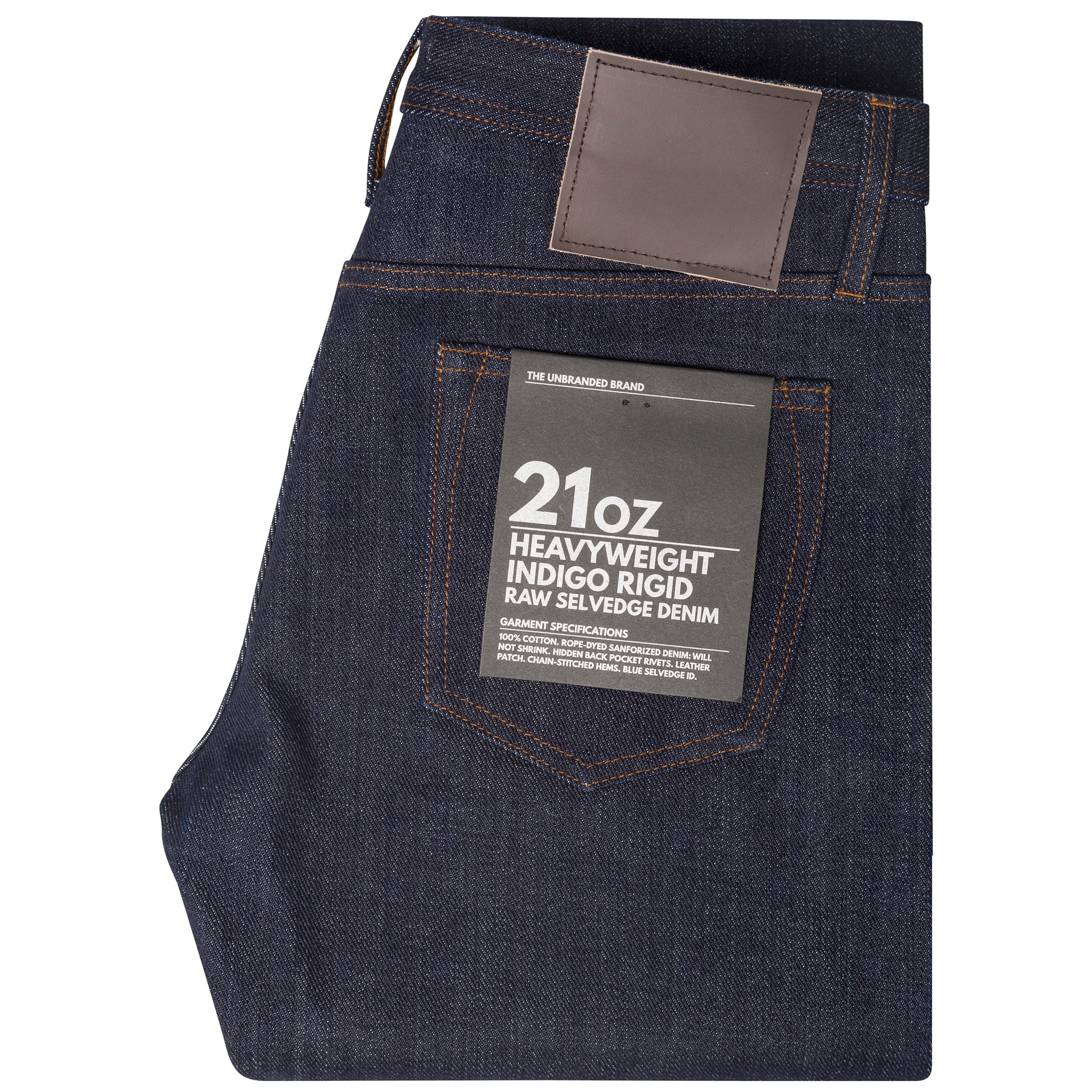 UB221 Tapered Fit - 21oz Heavyweight Indigo Selvedge Denim - The Unbranded Brand product image