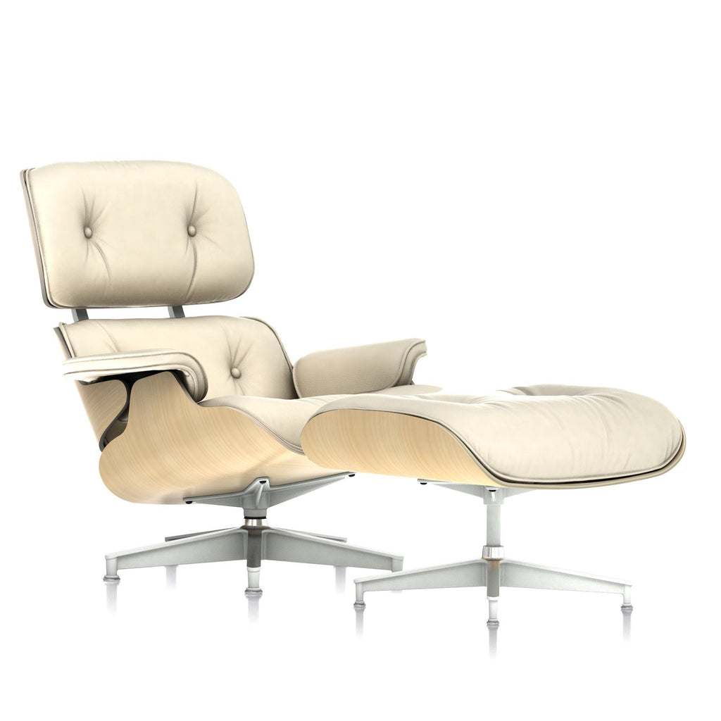 eames lounge chair  ottoman in white ash