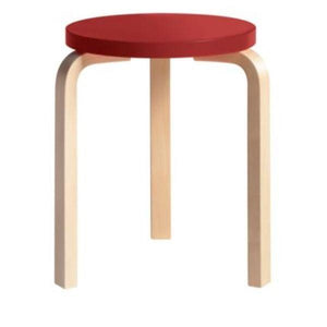 Stool 60 Stools Artek Red Lacquered Seat - Legs Natural Lacquered +$20.00 