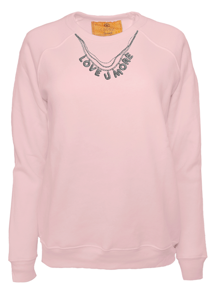Love U More Embroidered Necklace Classic Crew Pullover
