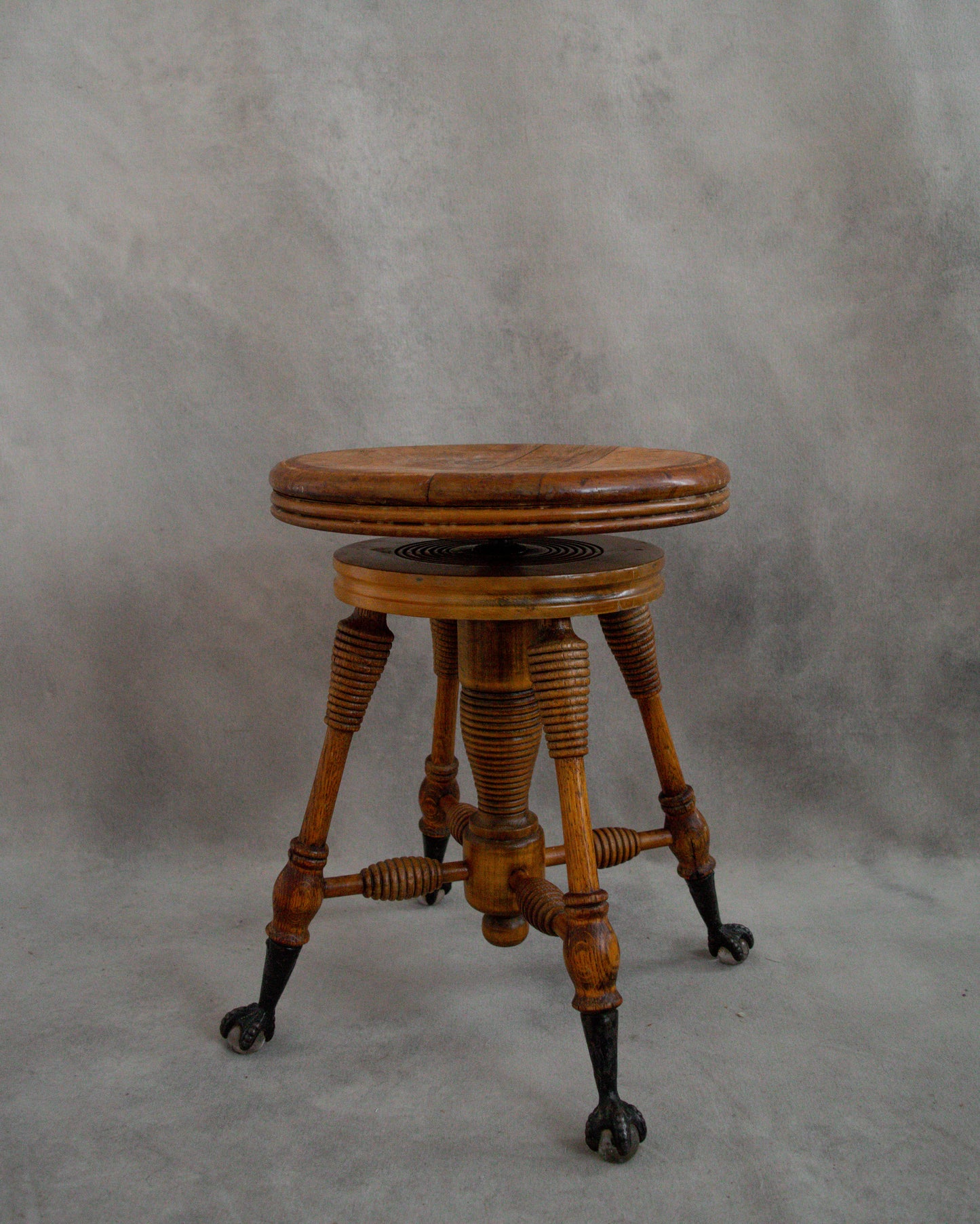 Vintage Wooden Piano Stool