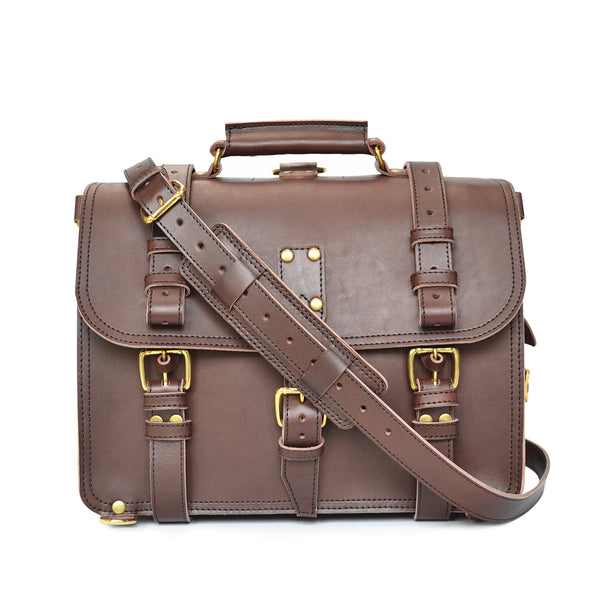 Double Space Briefcase - Large Leather Laptop Messenger Bag – Marlondo ...