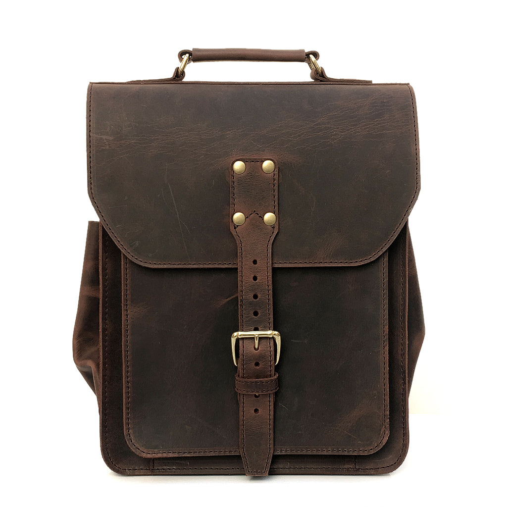 Messenger Backpack - Leather Hybrid Laptop Bag, Converts to Backpack ...