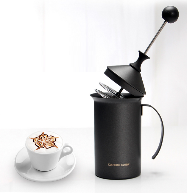 Black Steel Manual Milk Frothing Machine – CoffeeGearPlus