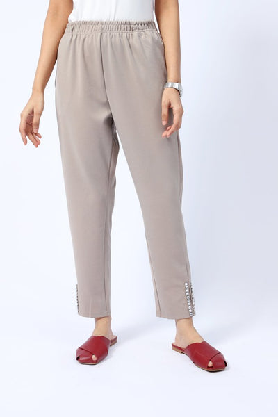 STRAIGHT PANTS WITH DIAMANTES DETAIL