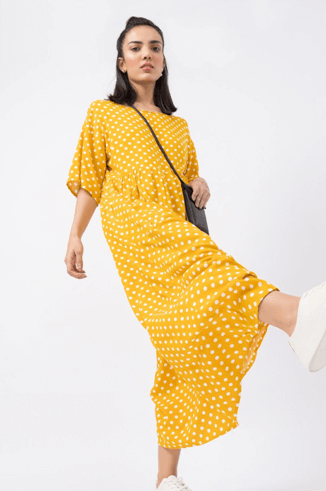 POLKA DOT LONG DRESS