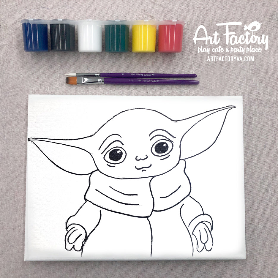 Pre Traced Canvas Baby Yoda Art Factory Play Cafe And Party Place