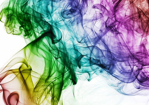 Smoke in different colors of the rainbow