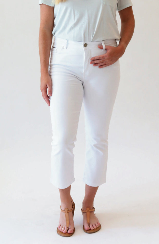 Women's High Rise A-Line Jean in Marble White