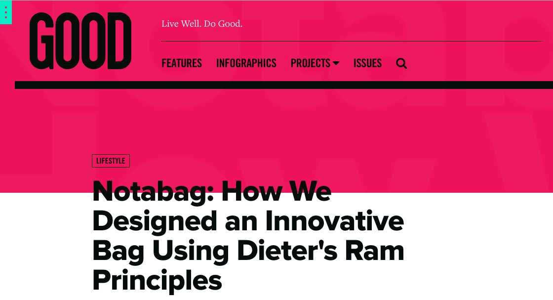 Notabag on GoodIs - Dieter Rams Ten Principles of Good Design