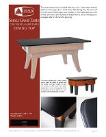 2 in 1 Small Game Table Dining Top Spec Sheet