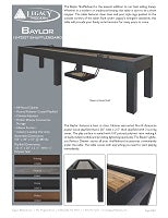 Baylor 12' Shuffleboard Modern Series Spec Sheet