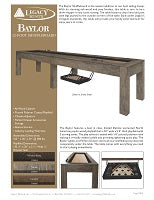 Baylor 12' Shuffleboard Rustic Series Spec Sheet