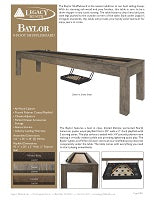 Baylor 9' Shuffleboard Modern Series Spec Sheet