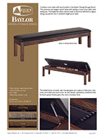 Baylor Dining Storage Bench Rustic Spec Sheet