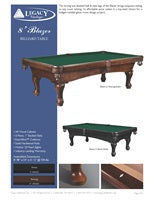 Blazer Pool Table Spec Sheet