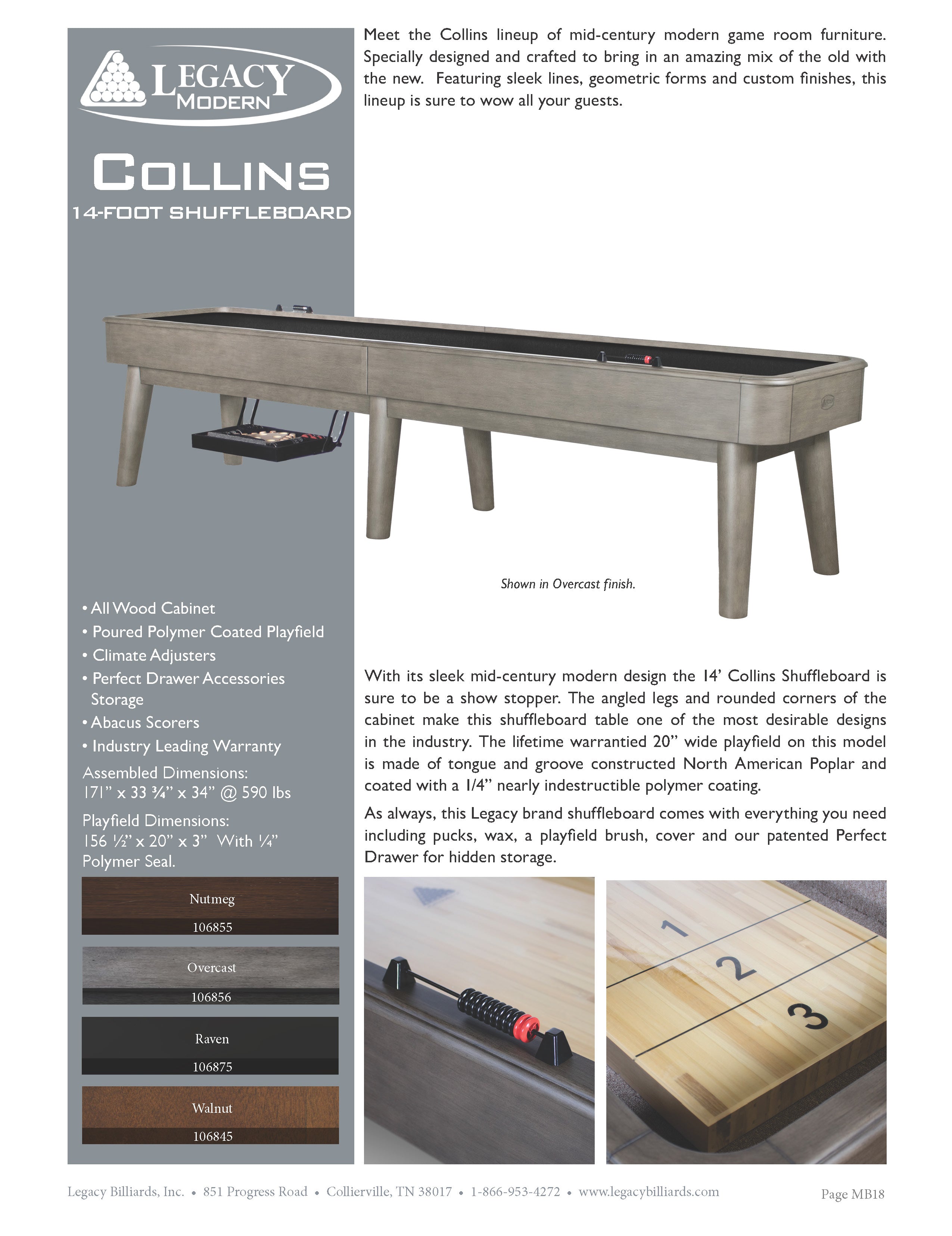 Collins 14' Shuffleboard Spec Sheet