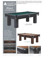Colt Pool Table Spec Sheet