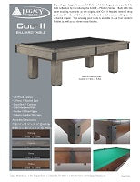 Colt II Pool Table Spec Sheet