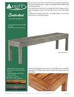 Cumberland Outdoor Dining Bench Spec Sheet