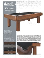 Dillard Pool Table Spec Sheet