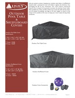 Outdoor Shuffleboard Table Covers Spec Sheet