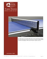 Table Tennis Spring Clamp Net Spec Sheet