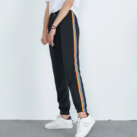 satin side stripe joggers