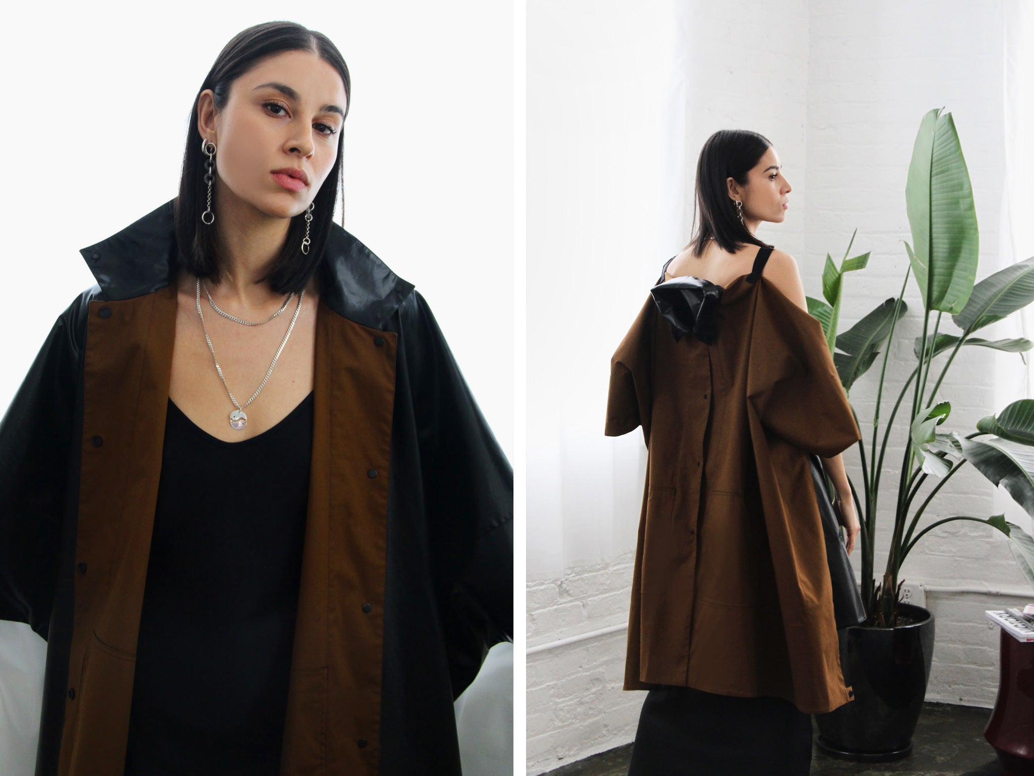 Black reversible oversize jacket by Nehera