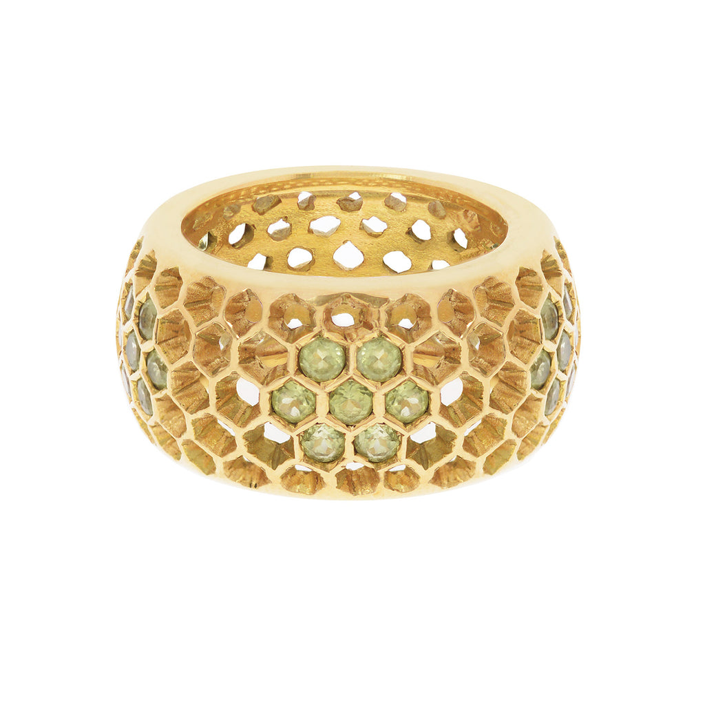 18ct yellow gold Beehive Peridot Ring by McFarlane Fine Jewellery