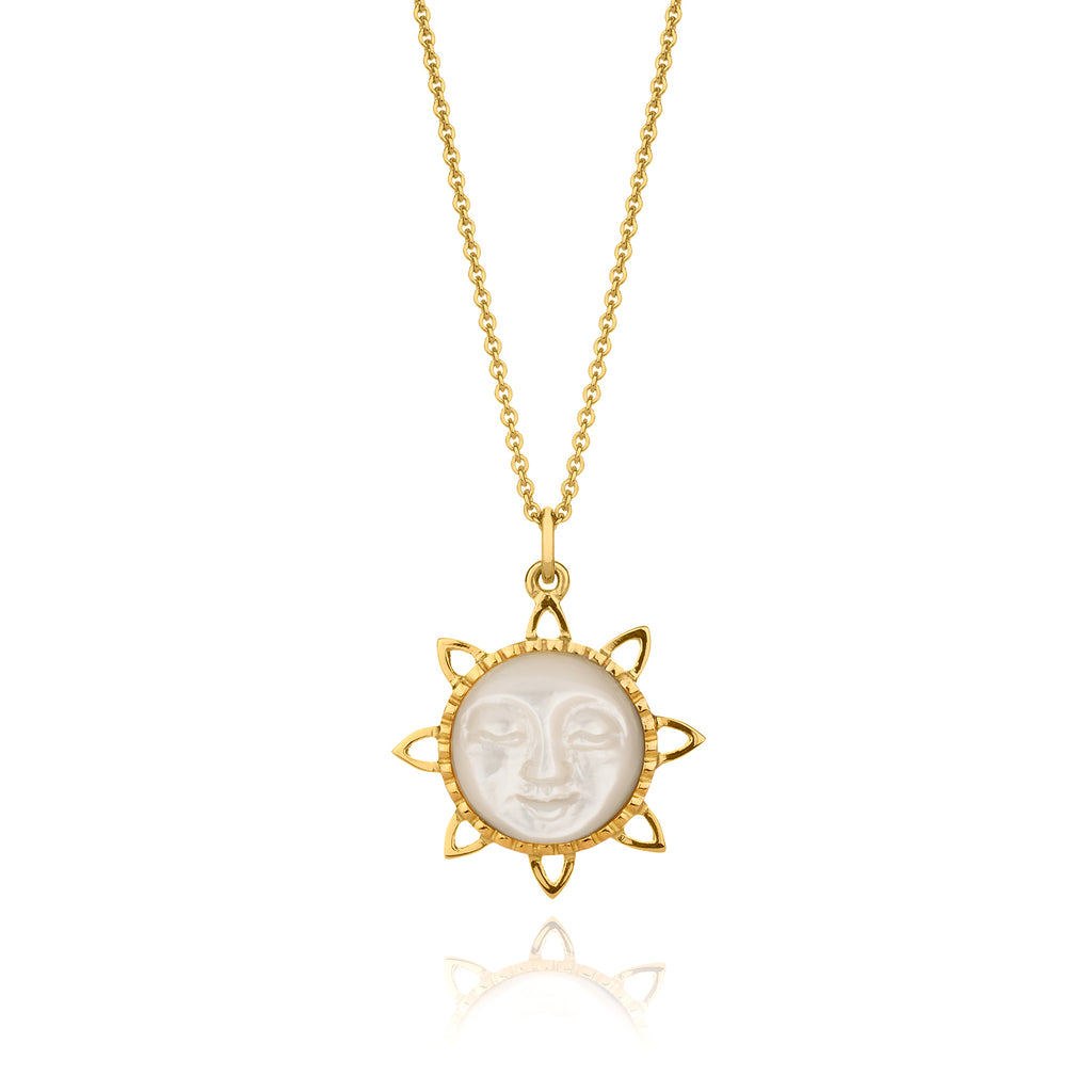 Little Luxuries Sun Medallion Necklace with Diamonds in 18K
