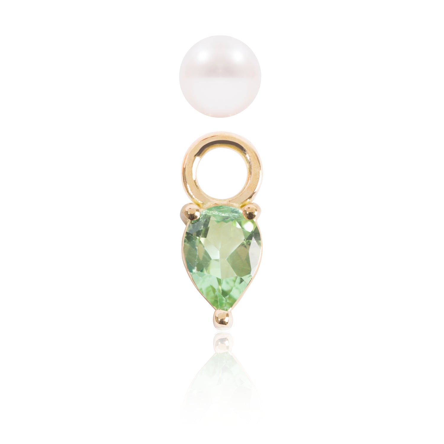 Mini Pearl and Light Green Tourmaline Earring with Pendant Detached by McFarlane Fine Jewellery 