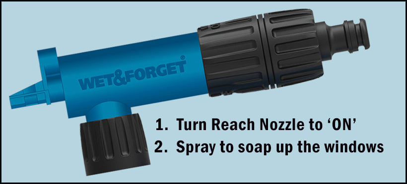 Use the Reach Nozzle to Soap up Dirty Windows