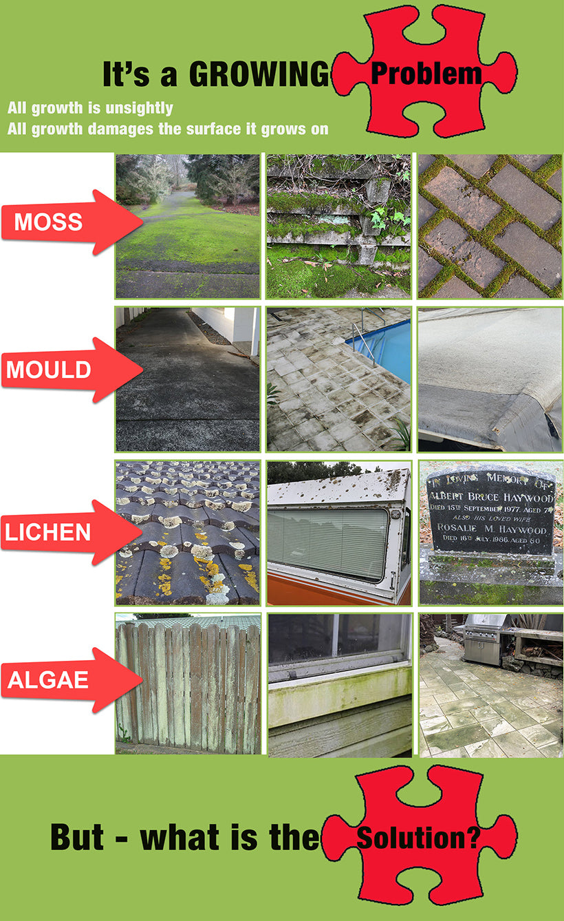 Get rid of Moss. Get rid of Mould.  Get rid of Lichen.  Get rid of Algae.