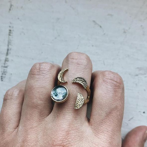 Moon Phase Ring - Phases of the Moon Ring - Custom Moon Date Jewelry - Birth Moon Jewellery by Yugen Tribe