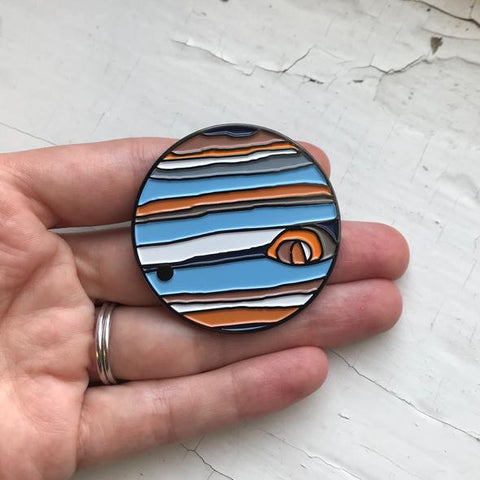 Jupiter Enamel Pin - Planetary Pins, Lapel Pin with Planet - Outer Space Accessories by Yugen Tribe