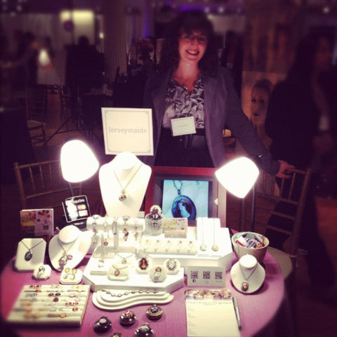 Lauren Beacham with handmade jewelry on display at The Wedding Salon