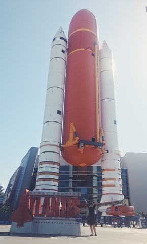 Lauren Beacham at Atlantis Exhibit at Kennedy Space Center in Florida