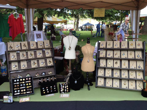 Lauren Beacham polaroid jewelry at outdoor market