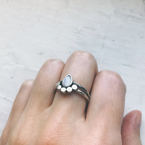 Moonstone Teardrop Ring by Yugen Tribe - Moondrop Silver Ring