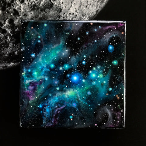Original abstract cosmic nebula painting by Lanchen Designs, Women in STEAM